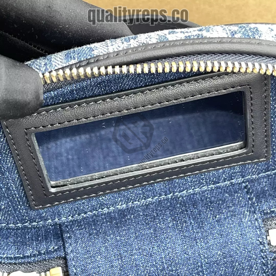 30 Montaigne Mini Vanity Case Blue Denim Dior Oblique Jacquard Quality Reps - Image 4
