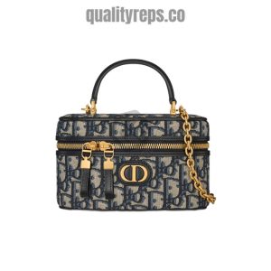30 Montaigne Mini Vanity Case Blue Dior Oblique Jacquard Quality Reps