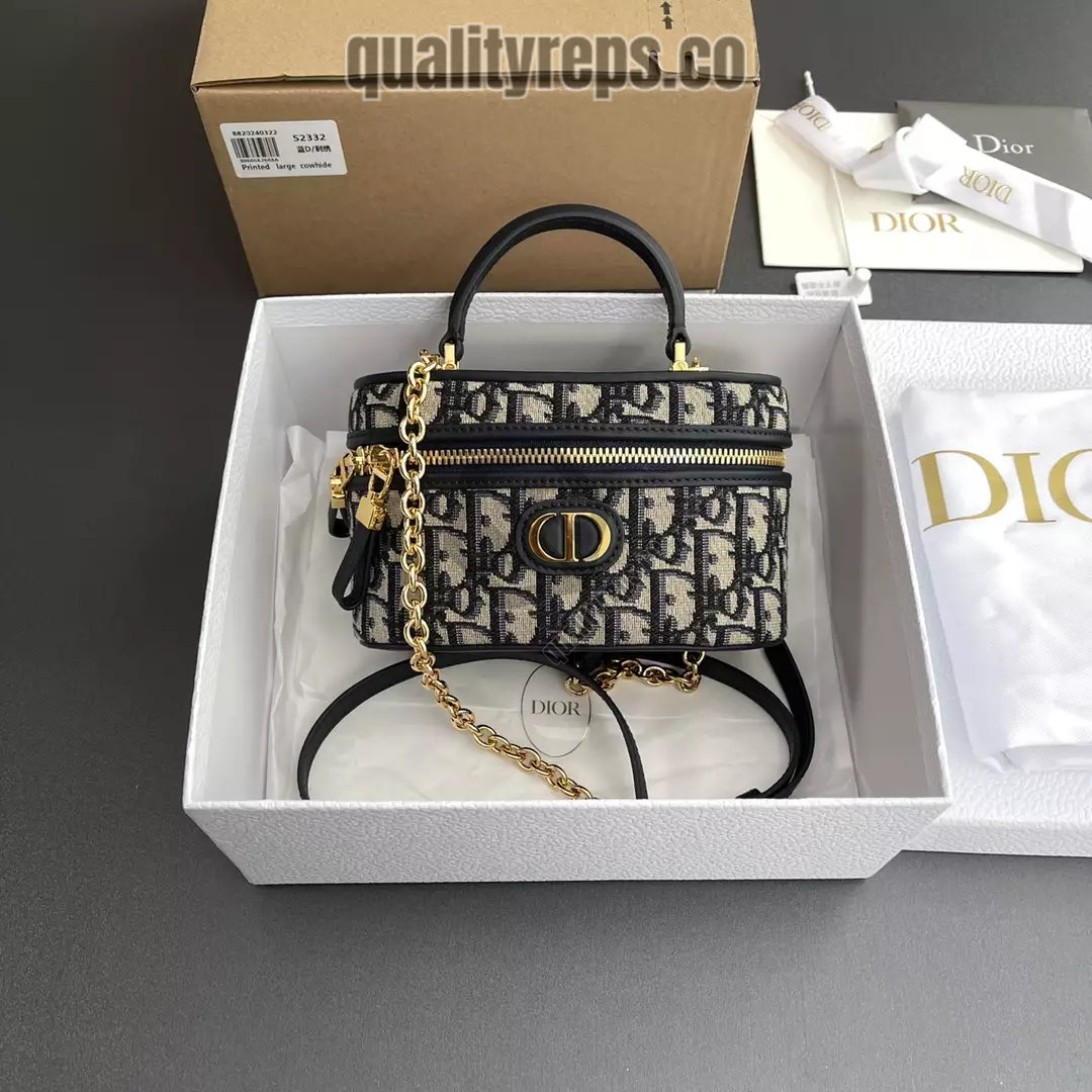 30 Montaigne Mini Vanity Case Blue Dior Oblique Jacquard Quality Reps - Image 10