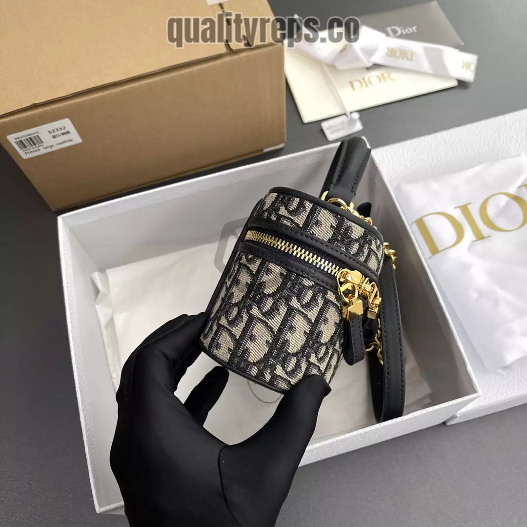 30 Montaigne Mini Vanity Case Blue Dior Oblique Jacquard Quality Reps - Image 3