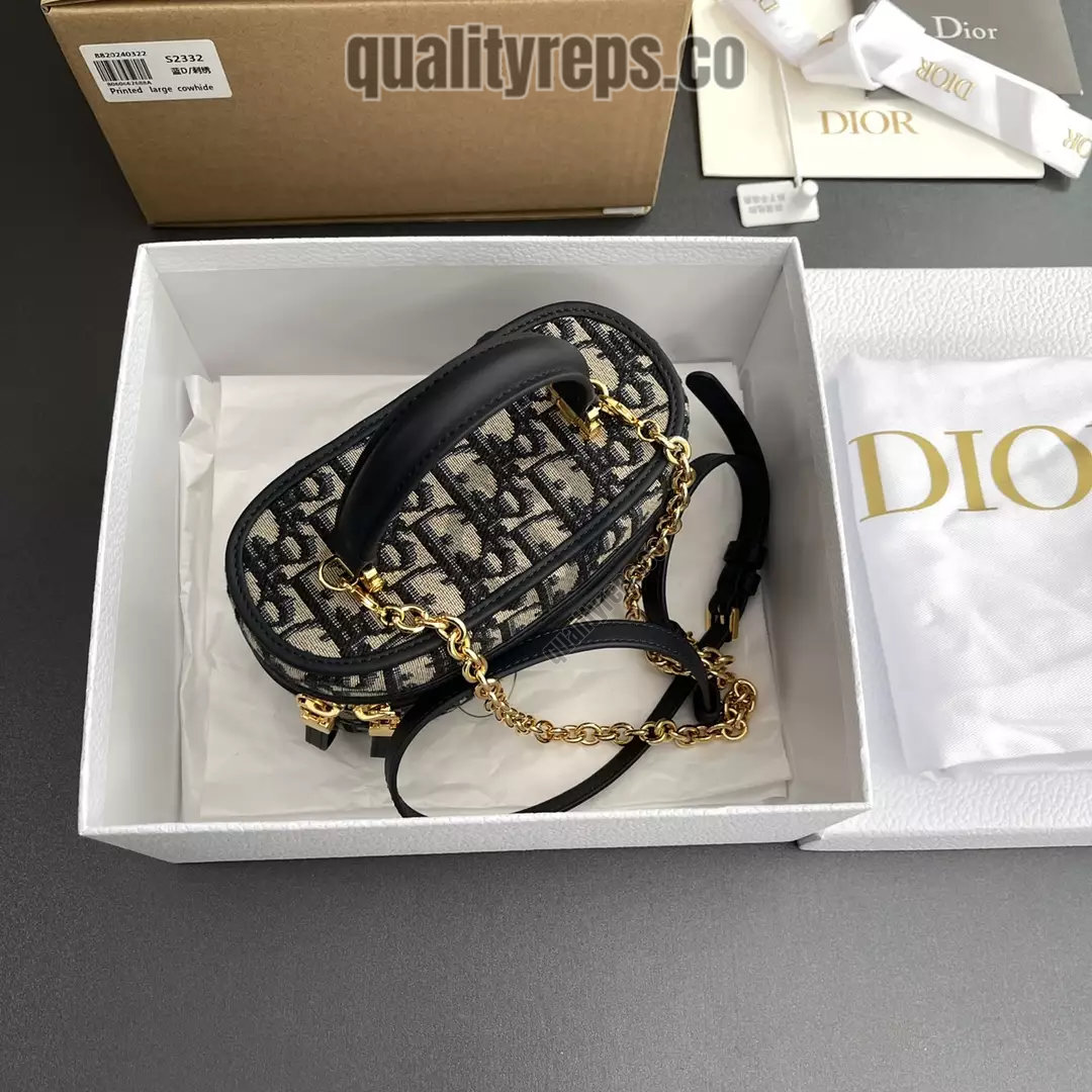 30 Montaigne Mini Vanity Case Blue Dior Oblique Jacquard Quality Reps - Image 5