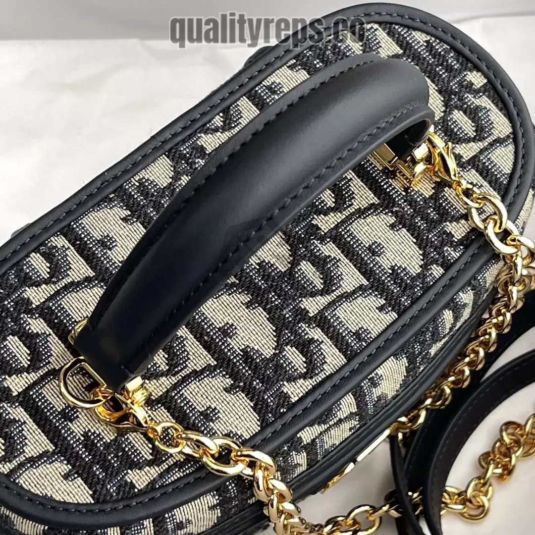30 Montaigne Mini Vanity Case Blue Dior Oblique Jacquard Quality Reps - Image 6