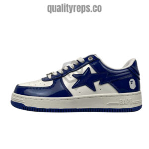 A BATHING APE BapeSta Blue Patent Leather Low Sneakers Quality Reps 1