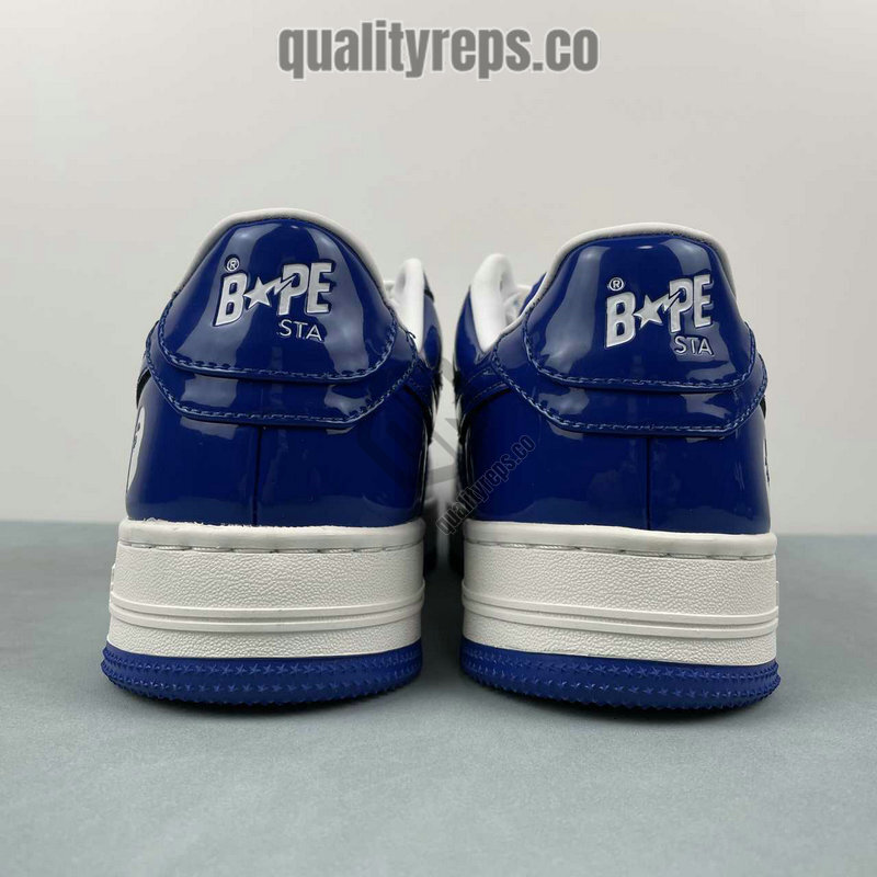 A BATHING APE BapeSta Blue Patent Leather Low Sneakers Quality Reps 5