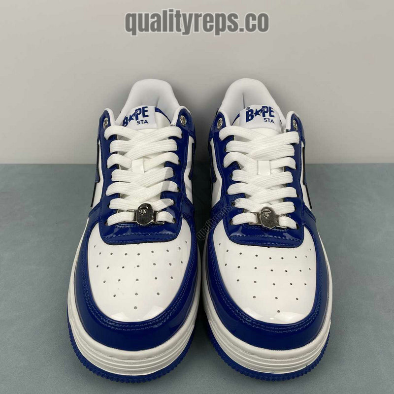 A BATHING APE BapeSta Blue Patent Leather Low Sneakers Quality Reps 6