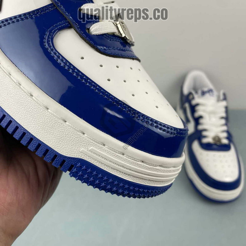 A BATHING APE BapeSta Blue Patent Leather Low Sneakers Quality Reps 7