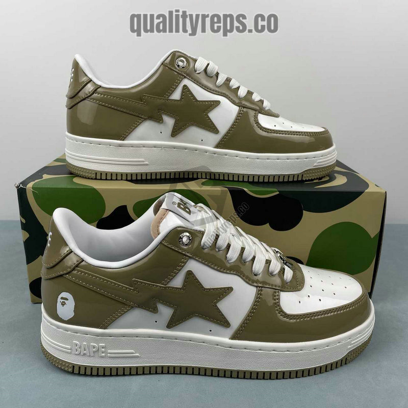 A BATHING APE BapeSta Brown Patent Low Sneakers Quality Reps 10