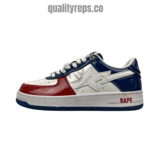 A BATHING APE BapeSta France National Color White Red Blue Low Sneakers Quality Reps 1