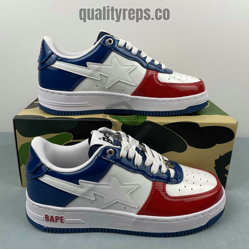 A BATHING APE BapeSta France National Color White Red Blue Low Sneakers Quality Reps 10