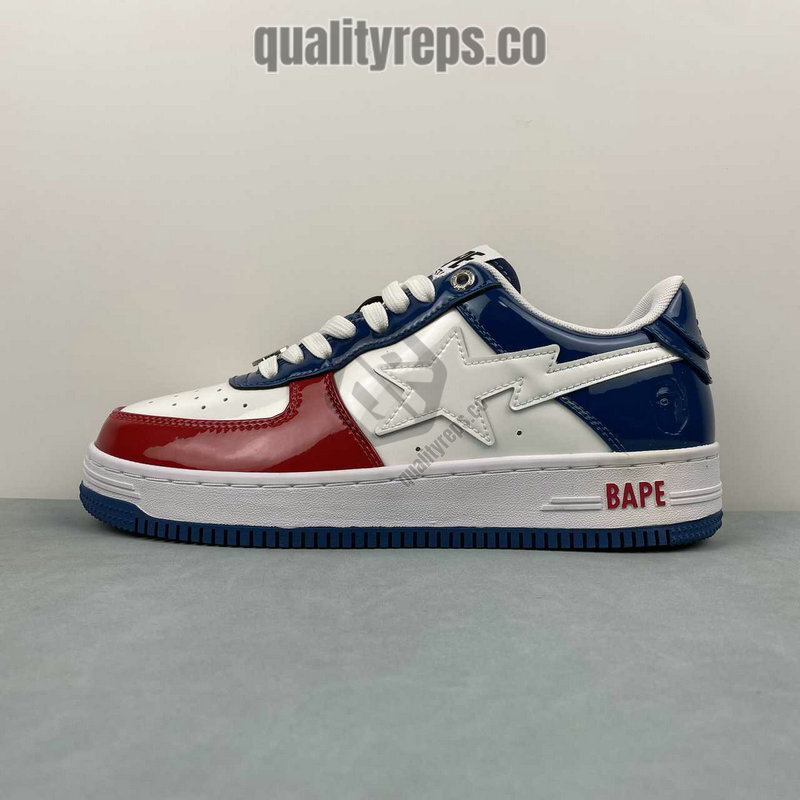 A BATHING APE BapeSta France National Color White Red Blue Low Sneakers Quality Reps 2