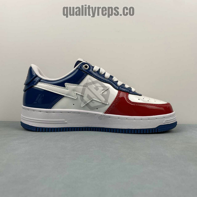 A BATHING APE BapeSta France National Color White Red Blue Low Sneakers Quality Reps 3