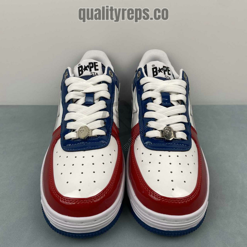 A BATHING APE BapeSta France National Color White Red Blue Low Sneakers Quality Reps 6