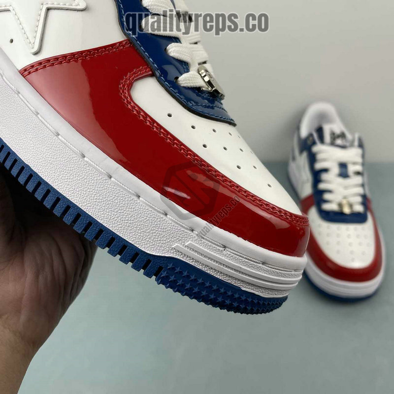 A BATHING APE BapeSta France National Color White Red Blue Low Sneakers Quality Reps 7