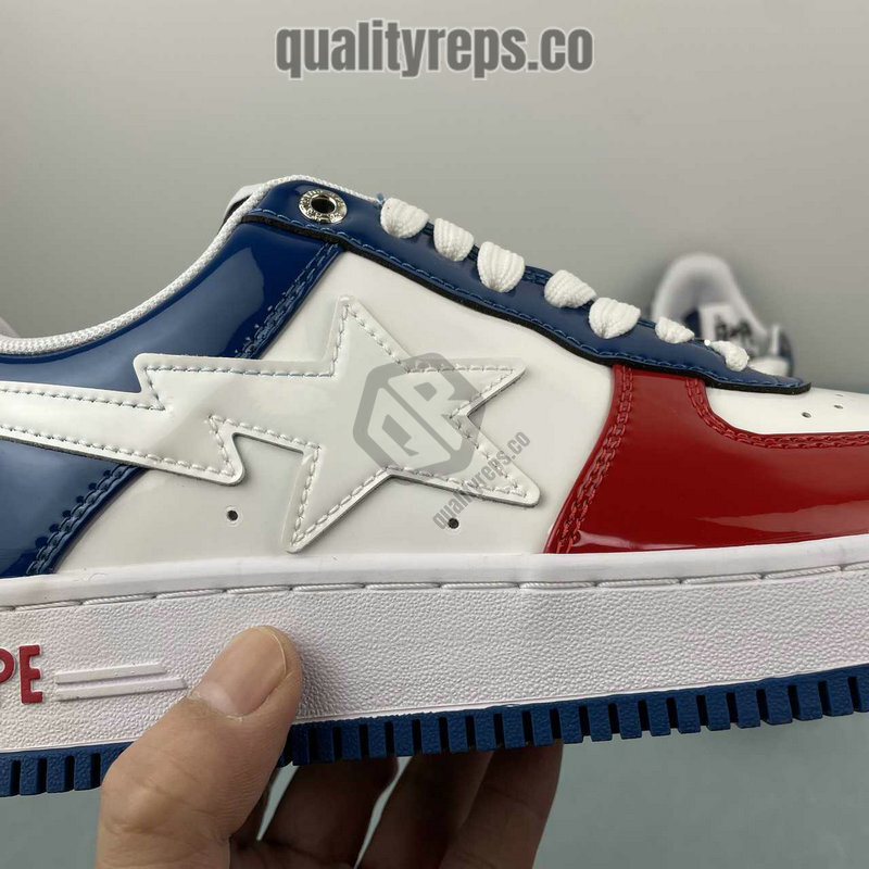 A BATHING APE BapeSta France National Color White Red Blue Low Sneakers Quality Reps 8
