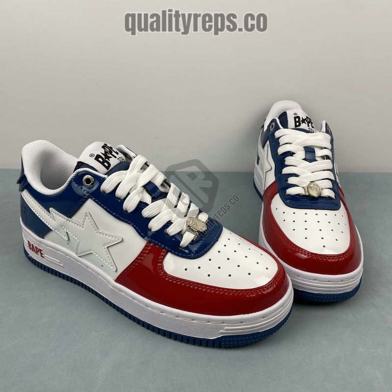 A BATHING APE BapeSta France National Color White Red Blue Low Sneakers Quality Reps 9