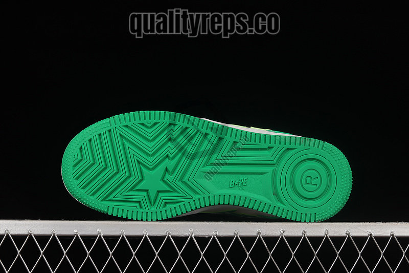 A BATHING APE BapeSta Green Patent Leather Low Sneakers Quality Reps 4