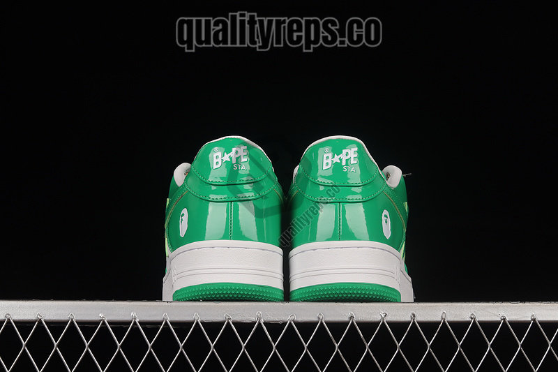 A BATHING APE BapeSta Green Patent Leather Low Sneakers Quality Reps 5