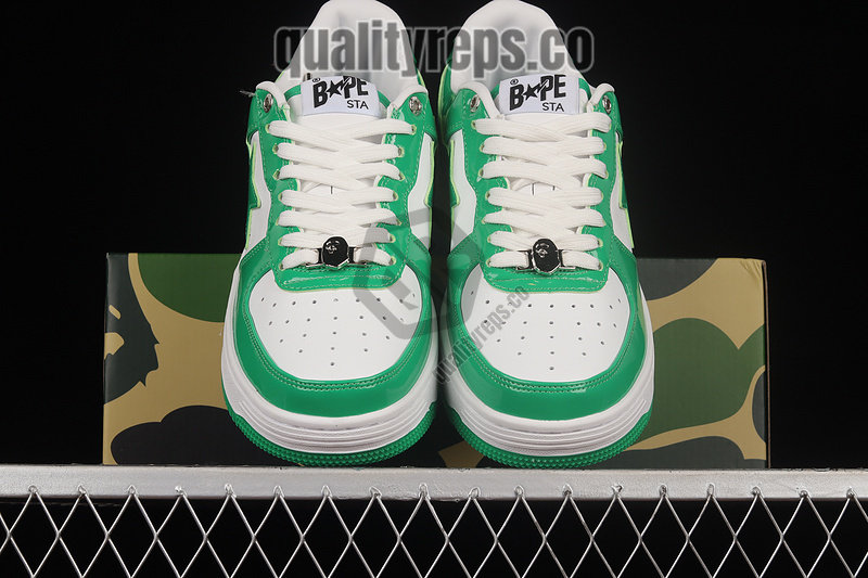 A BATHING APE BapeSta Green Patent Leather Low Sneakers Quality Reps 6