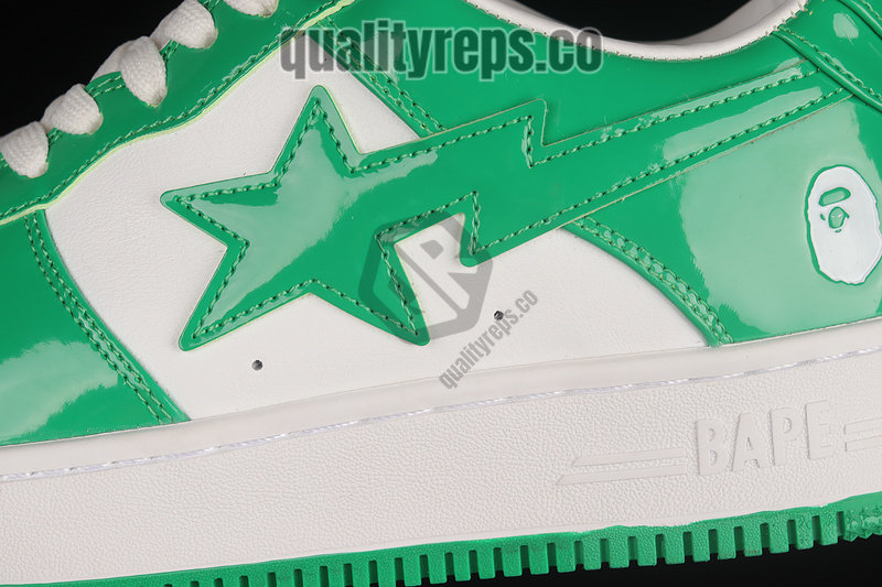 A BATHING APE BapeSta Green Patent Leather Low Sneakers Quality Reps 9