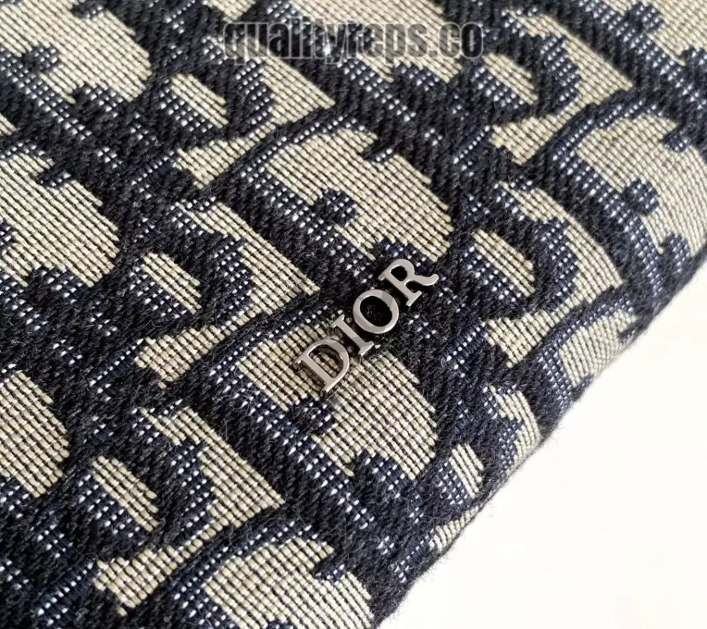 A5 Triangle Pouch Beige and Black Dior Oblique Jacquard Quality Reps