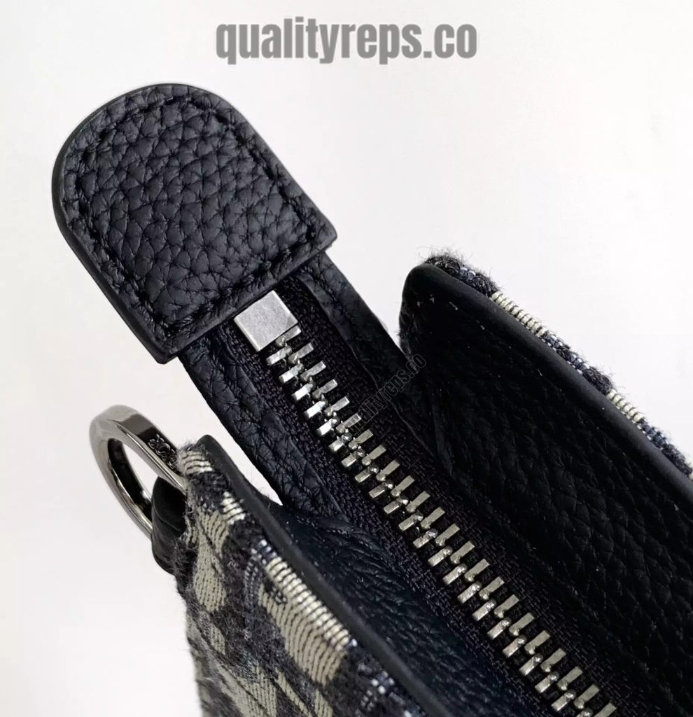 A5 Triangle Pouch Beige and Black Dior Oblique Jacquard Quality Reps