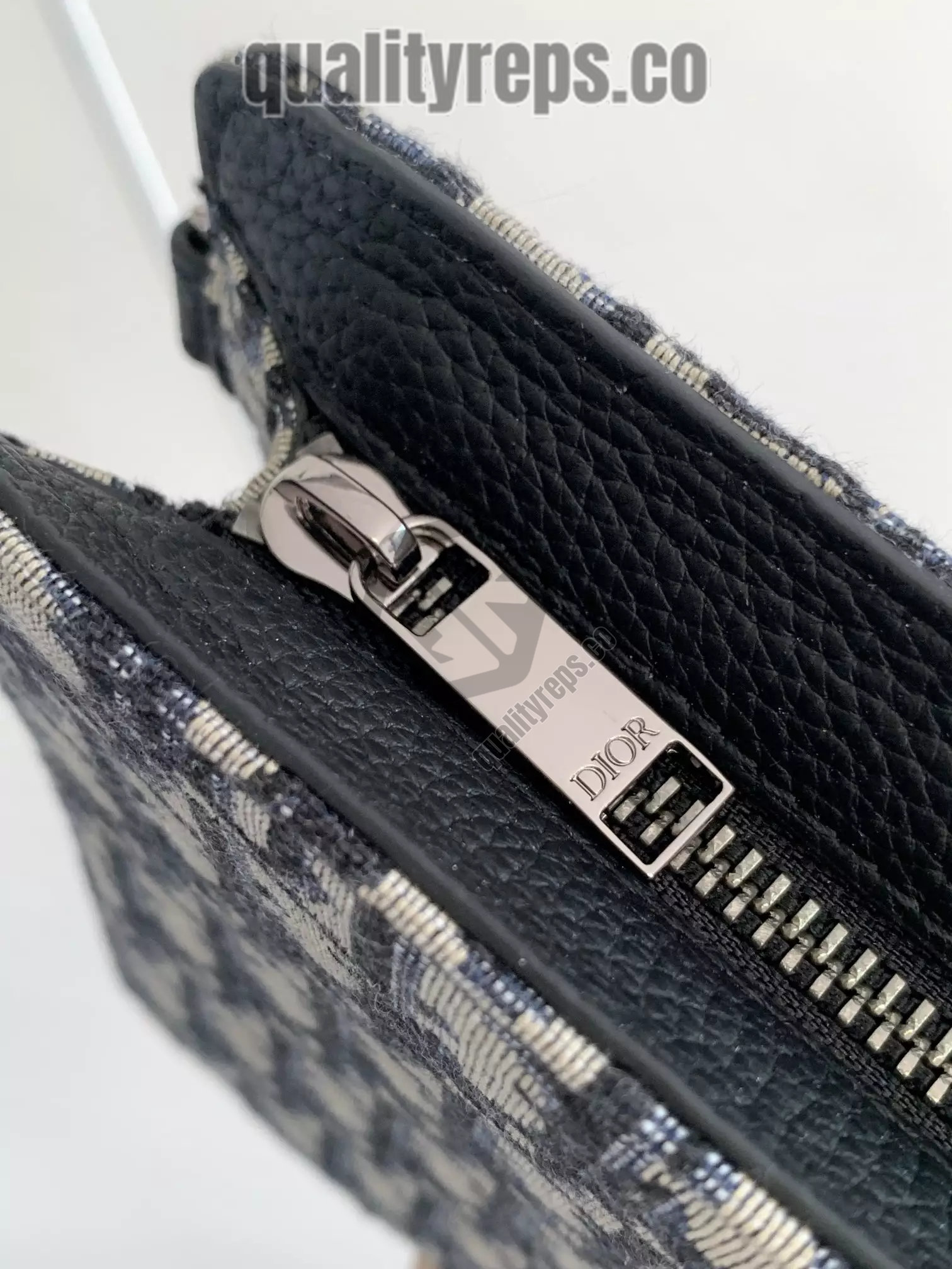 A5 Triangle Pouch Beige and Black Dior Oblique Jacquard Quality Reps - Image 6