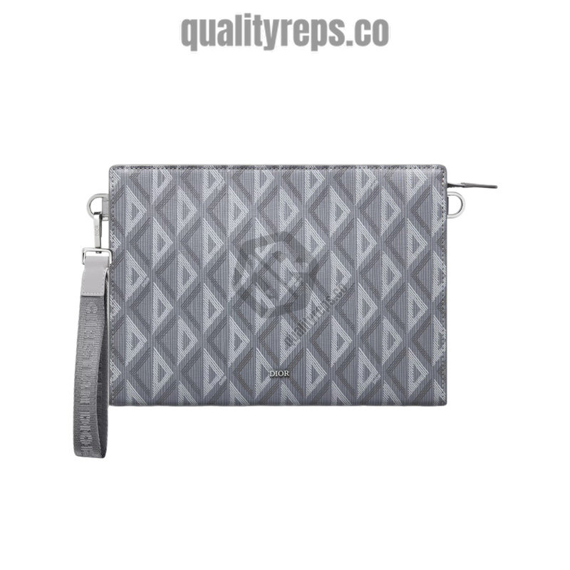 A5 Triangle Pouch Dior Gray CD Diamond Canvas Quality Reps