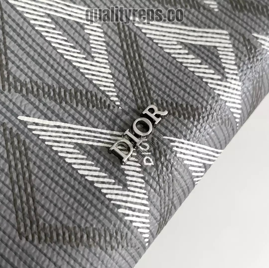 A5 Triangle Pouch Dior Gray CD Diamond Canvas Quality Reps - Image 3