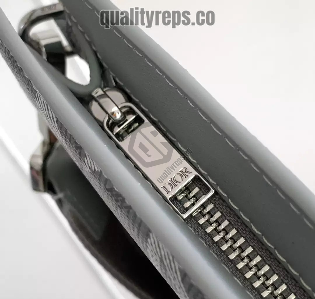 A5 Triangle Pouch Dior Gray CD Diamond Canvas Quality Reps - Image 4