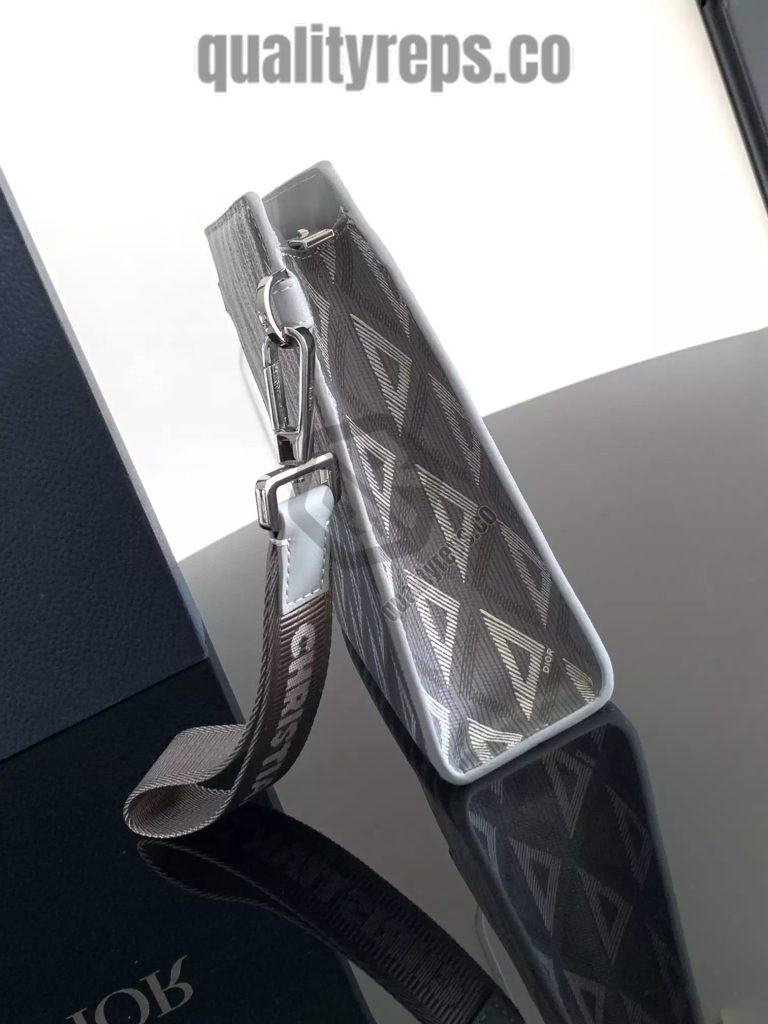 A5 Triangle Pouch Dior Gray CD Diamond Canvas Quality Reps