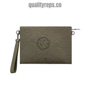 A5 Triangle Pouch Khaki Dior Gravity Leather Quality Reps