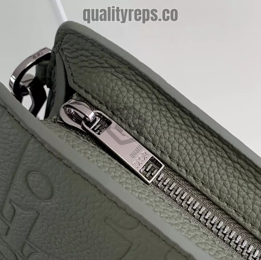 A5 Triangle Pouch Khaki Dior Gravity Leather Quality Reps - Image 5