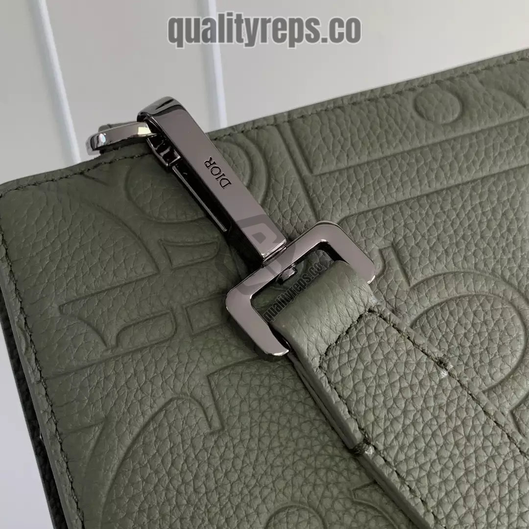 A5 Triangle Pouch Khaki Dior Gravity Leather Quality Reps - Image 6