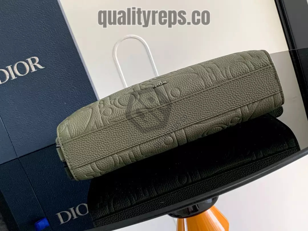 A5 Triangle Pouch Khaki Dior Gravity Leather Quality Reps - Image 7