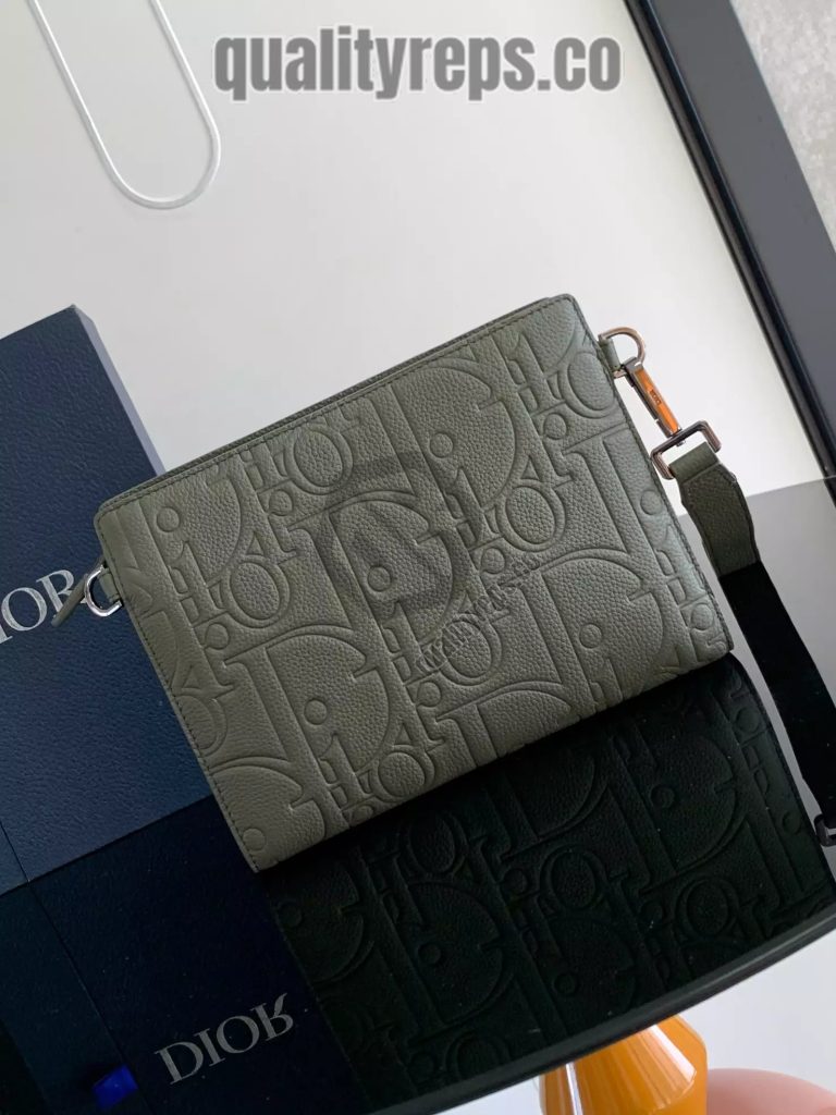 A5 Triangle Pouch Khaki Dior Gravity Leather Quality Reps