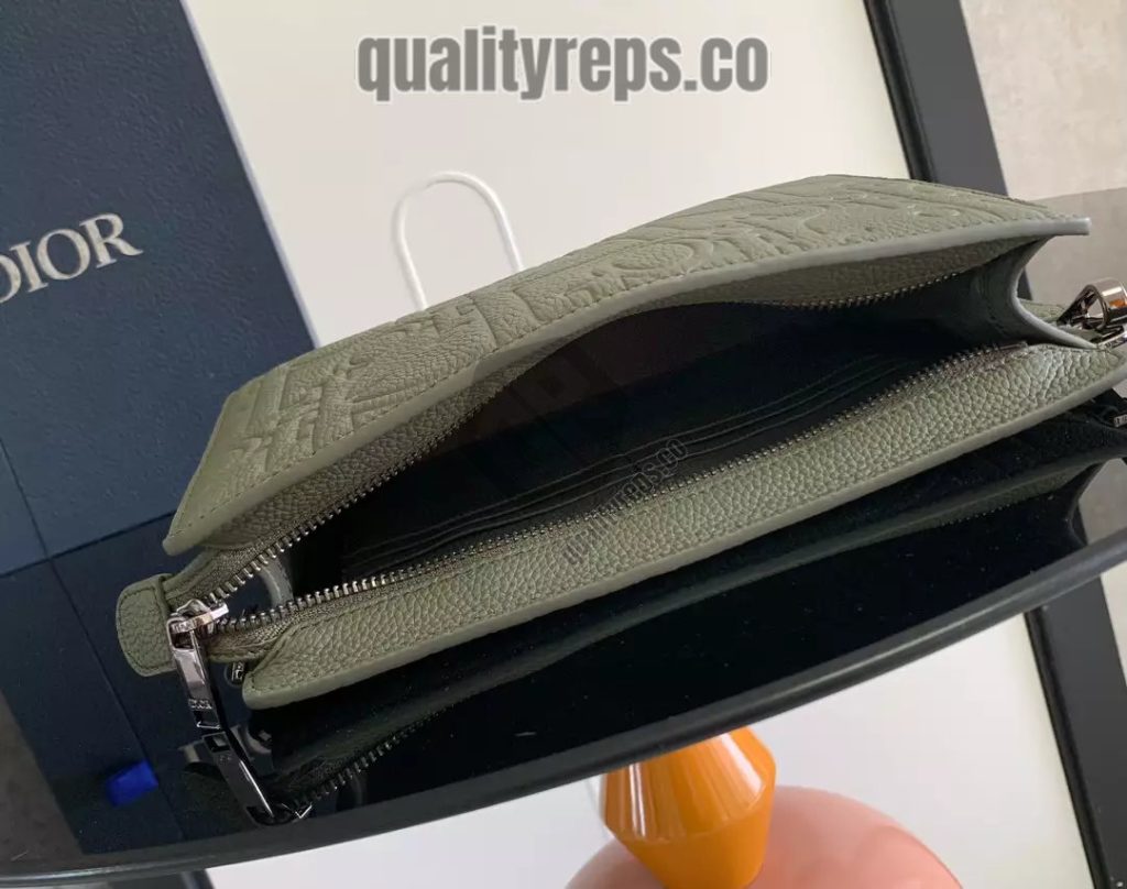A5 Triangle Pouch Khaki Dior Gravity Leather Quality Reps