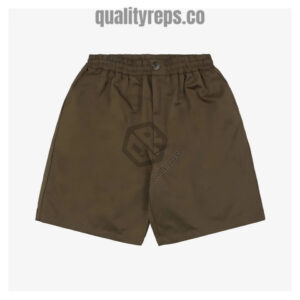 Ami Paris Logo Embroidered Shorts - Brown/Black - Quality Reps