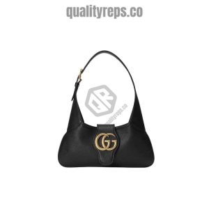 Aphrodite small shoulder bag Black soft leather Moiré lining – GB113 1