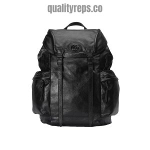Backpack with Tonal Double G in Black Leather GB252 Quality Reps