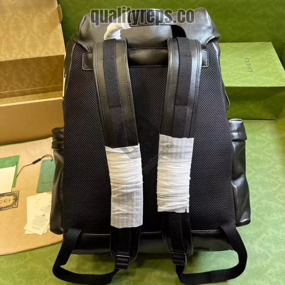 Backpack with Tonal Double G in Black Leather GB252 Quality Reps - Image 3