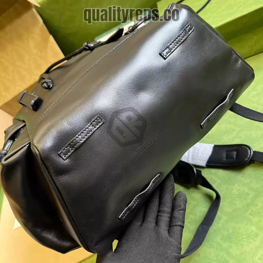 Backpack with Tonal Double G in Black Leather GB252 Quality Reps - Image 7