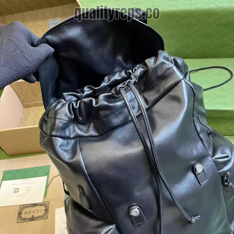 Backpack with Tonal Double G in Black Leather GB252 Quality Reps - Image 8