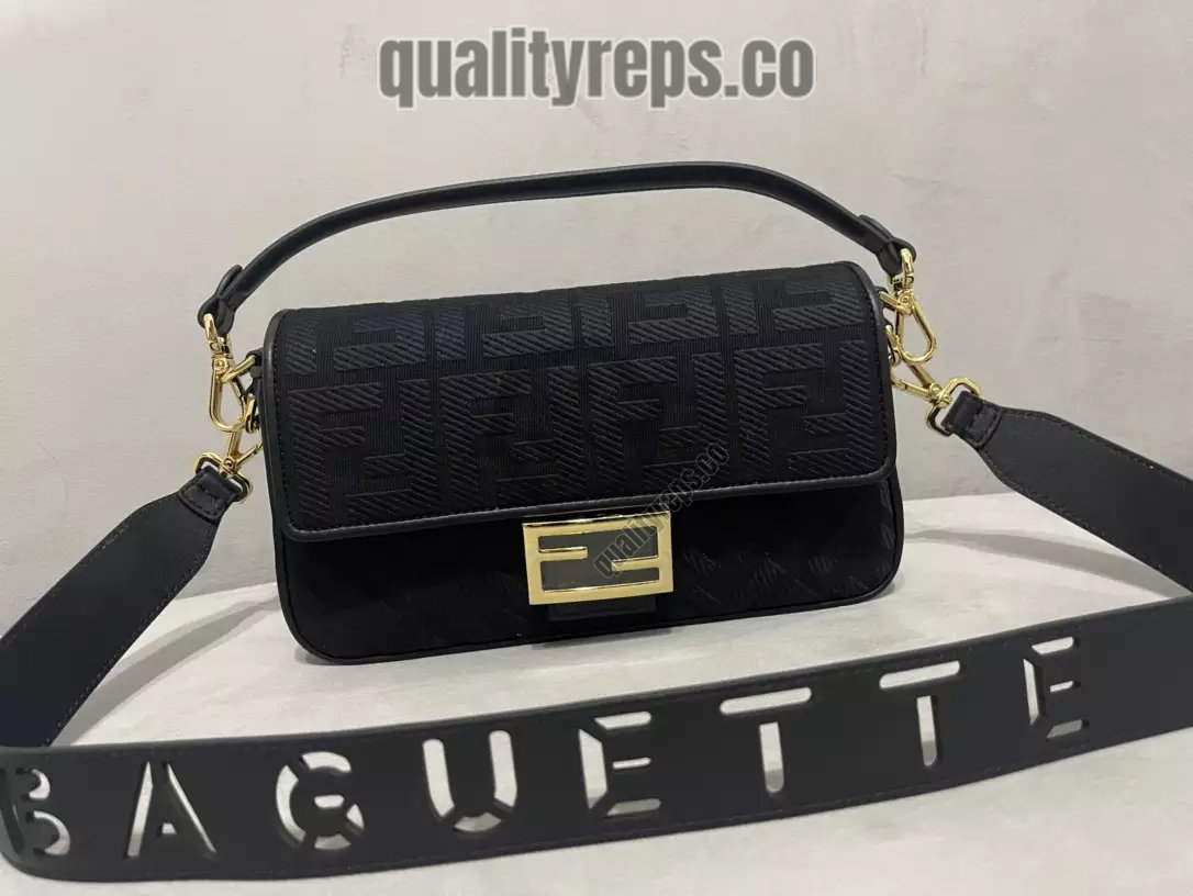 Baguette Black FF Canvas Bag Quality Reps - Image 2