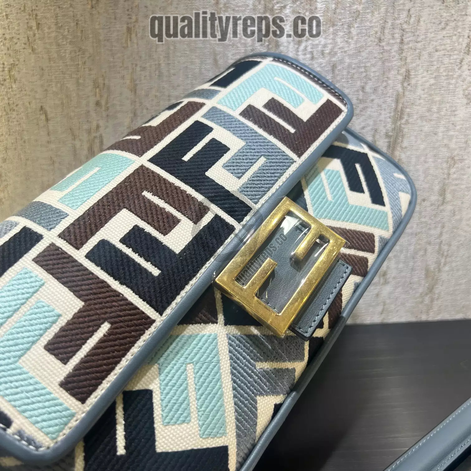 Baguette Multicolor Canvas Bag with FF Embroidery Quality Reps - Image 3