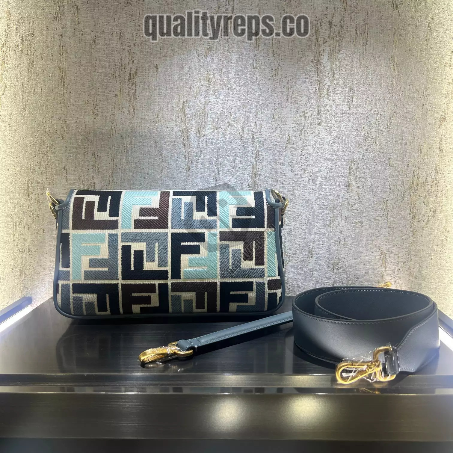 Baguette Multicolor Canvas Bag with FF Embroidery Quality Reps - Image 4