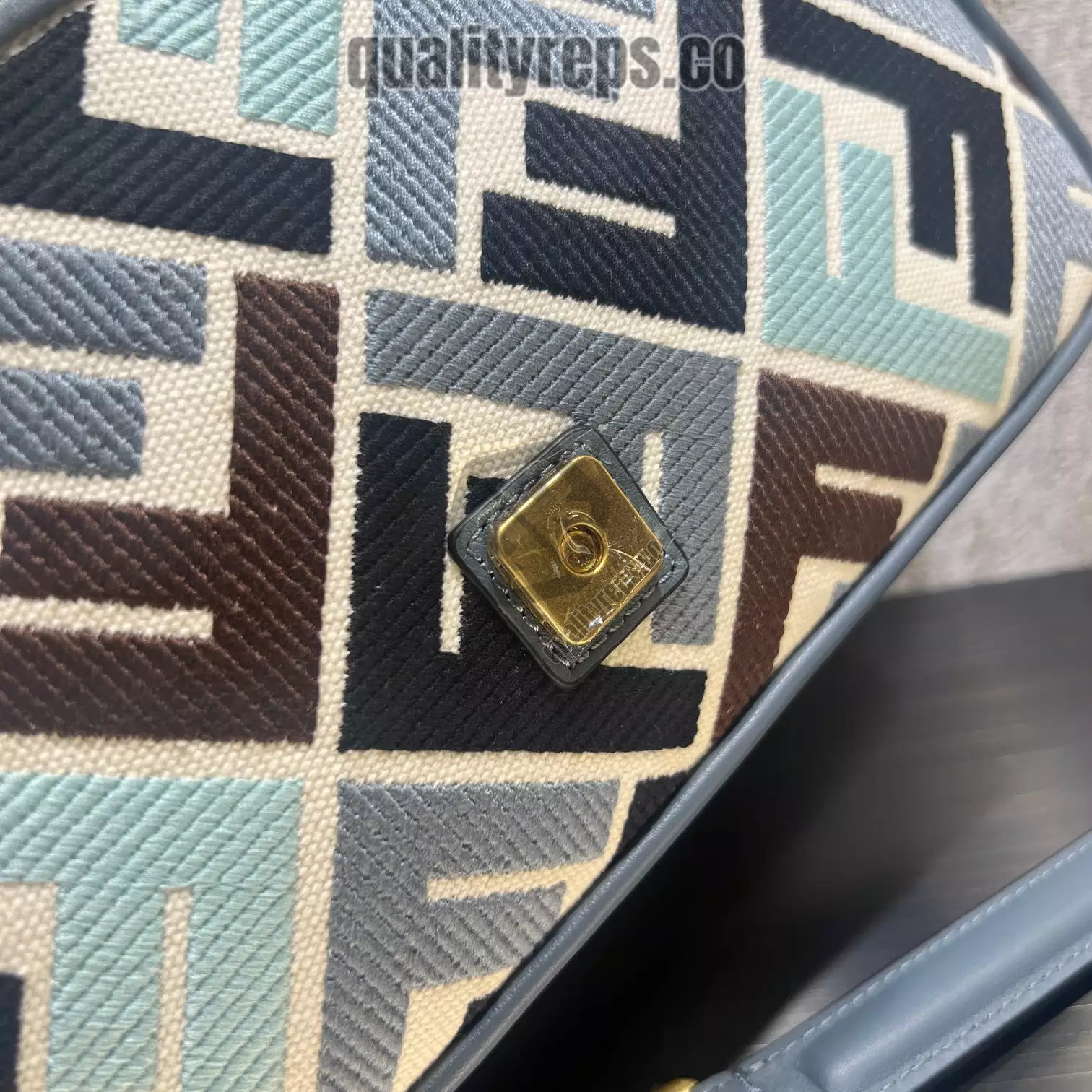 Baguette Multicolor Canvas Bag with FF Embroidery Quality Reps - Image 5