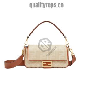 Baguette Natural Straw Bag with FF Embroidery Quality Reps