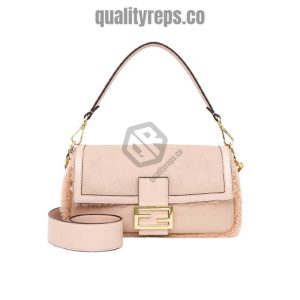 Baguette Pale Pink Sheepskin Bag FB024 Quality Reps
