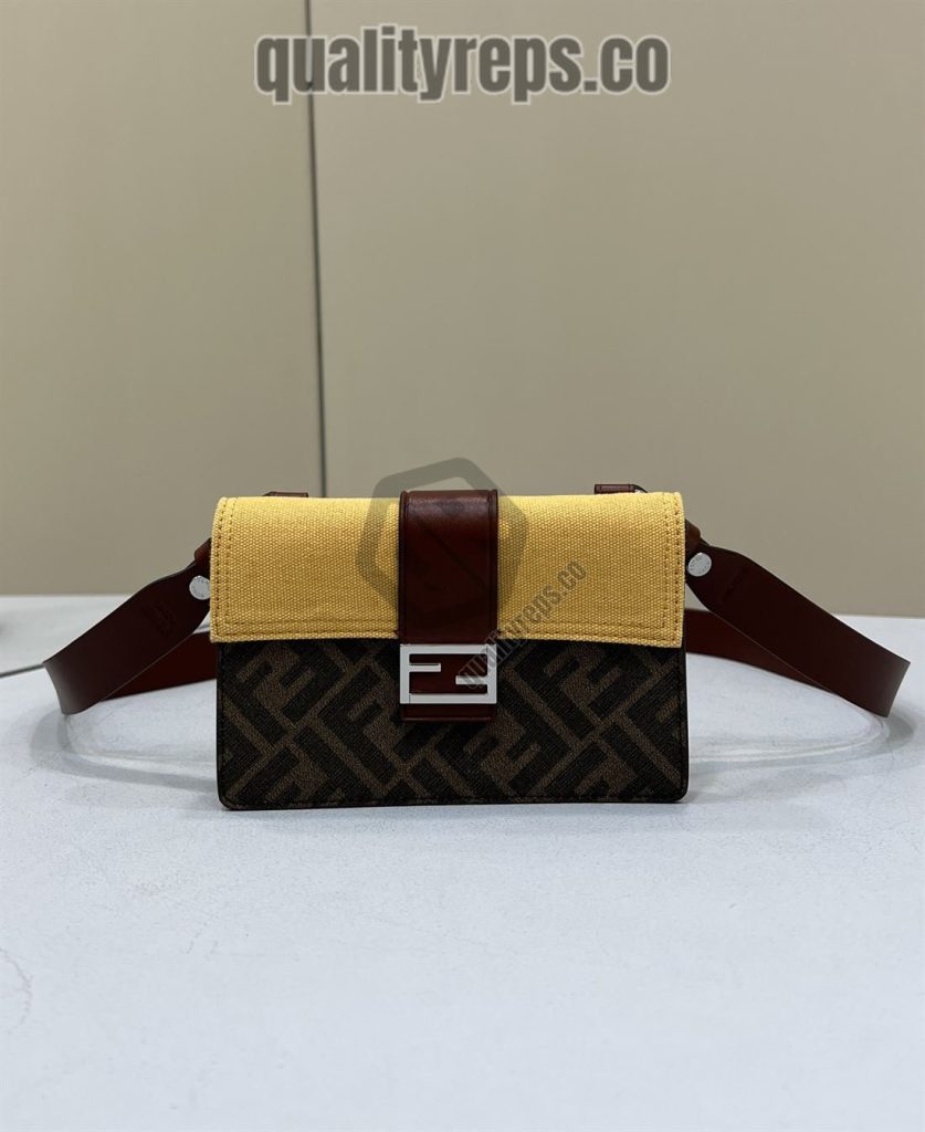 Baguette Pouch Brown Fabric Bag Quality Reps FB031
