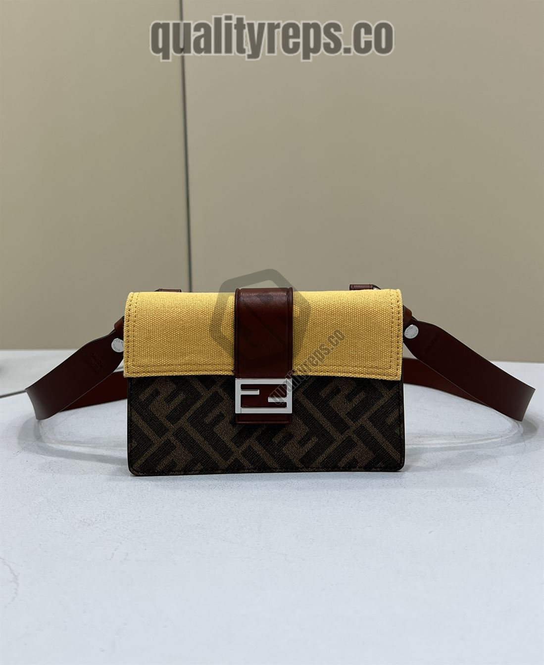 Baguette Pouch Brown Fabric Bag Quality Reps FB031 - Image 2